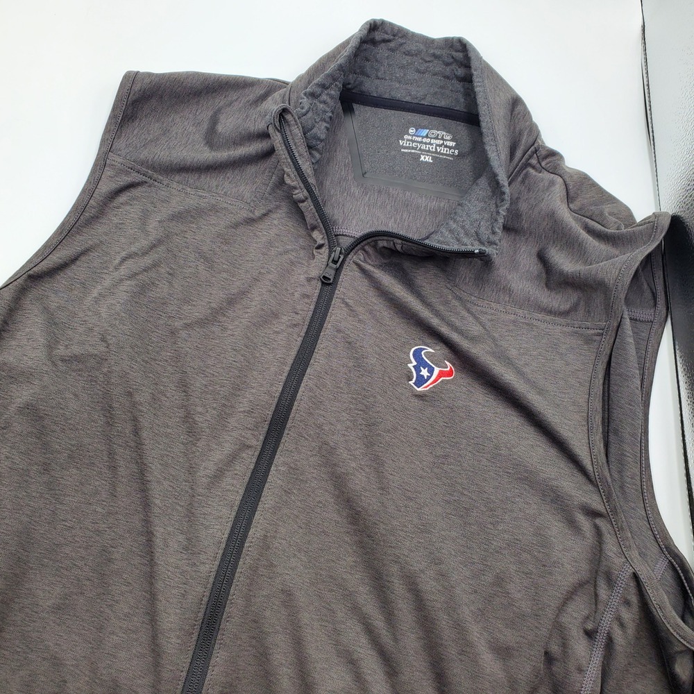 Vineyard Vines Houston Texans OTG On-The-Go Shep Vest Mens XXL Grey Full Zip